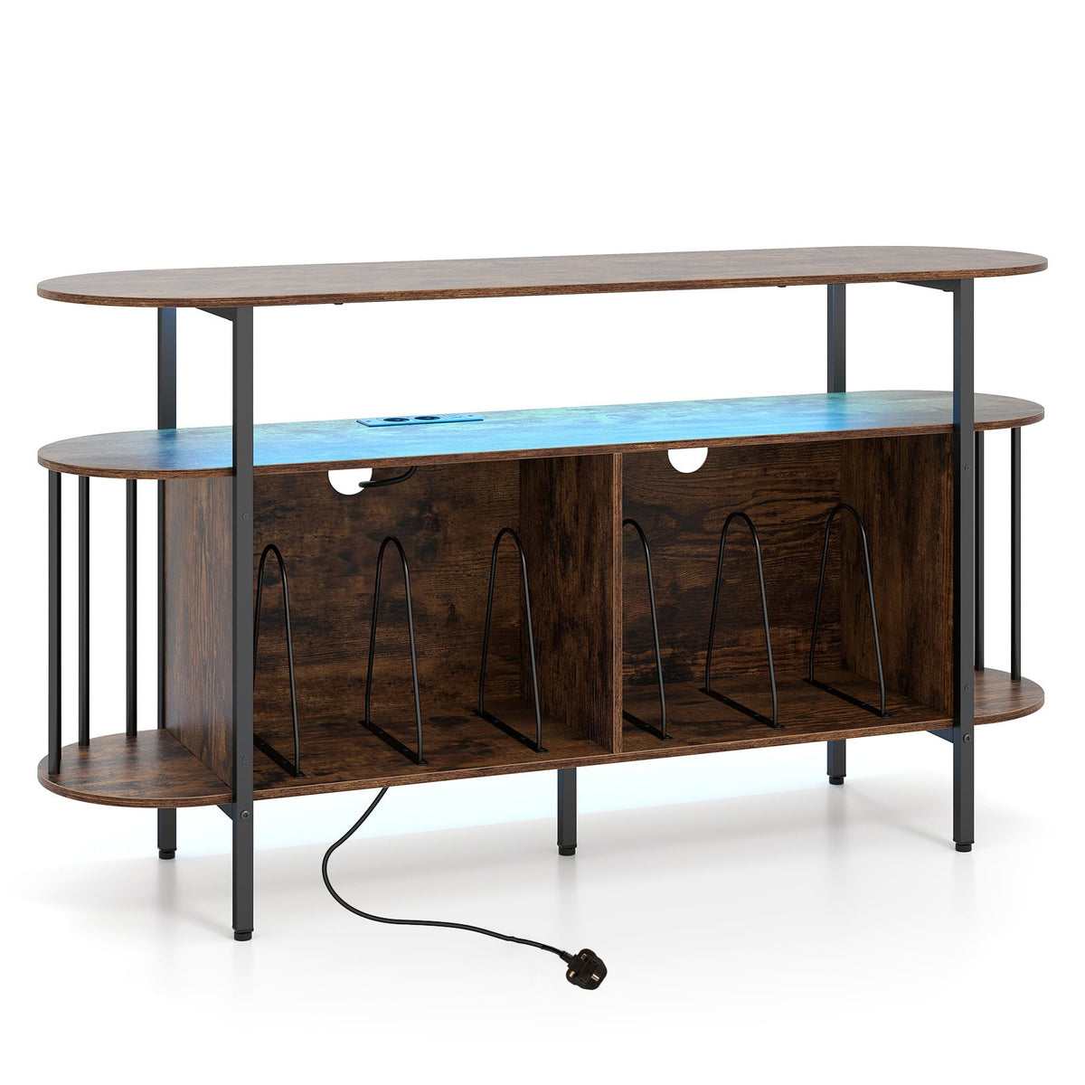 140 cm Record Player Stand in Rustic Brown