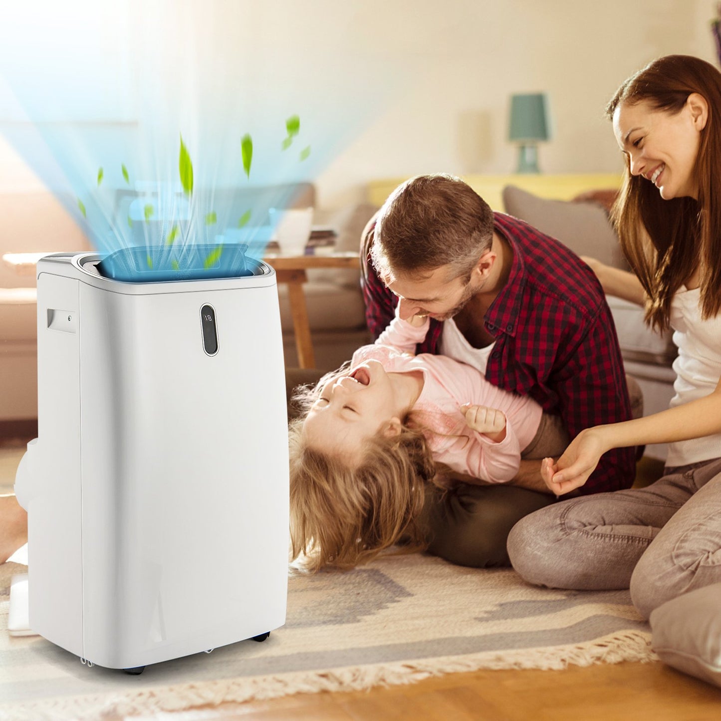 14000 BTU 4-in-1 Portable Air Conditioner with Remote Control and Sleep Mode-White