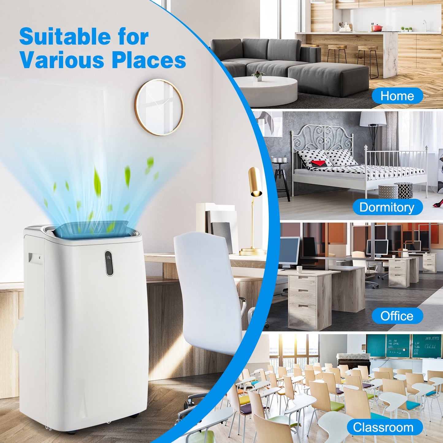 14000 BTU 4-in-1 Portable Air Conditioner with Remote Control and Sleep Mode-White