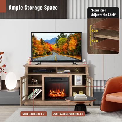 1400W Electric Fireplace with Mantel for TVs up to 55 Inches-Natural
