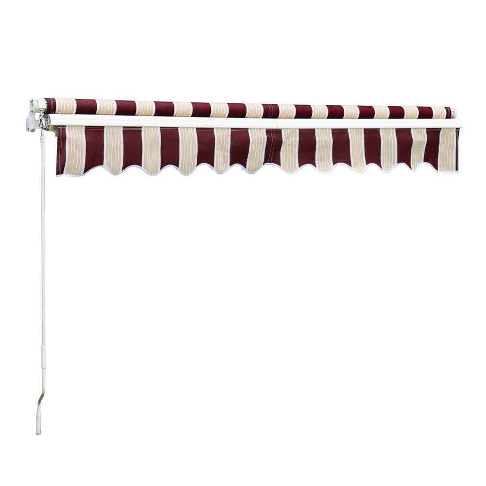 Retractable Patio Awning - Manual Shelter - Red & White