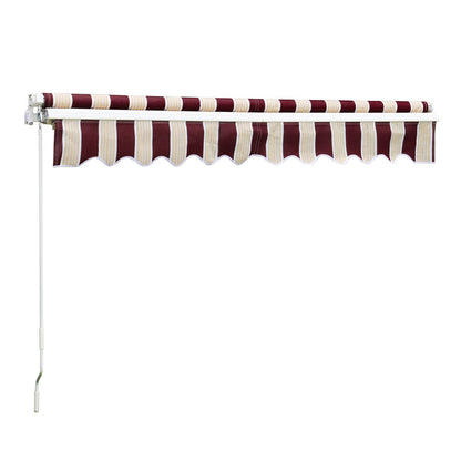 Retractable Patio Awning - Manual Shelter - Red & White