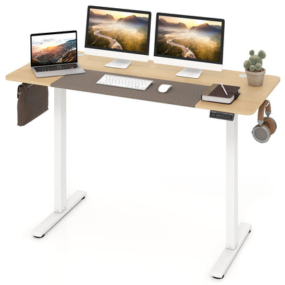 140x60 CM Electric Standing Desk with 3 Memory Heights & LED Panel for Home Office-Natural