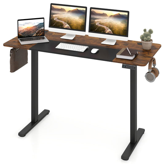 Electric Standing Desk in Rustic Brown