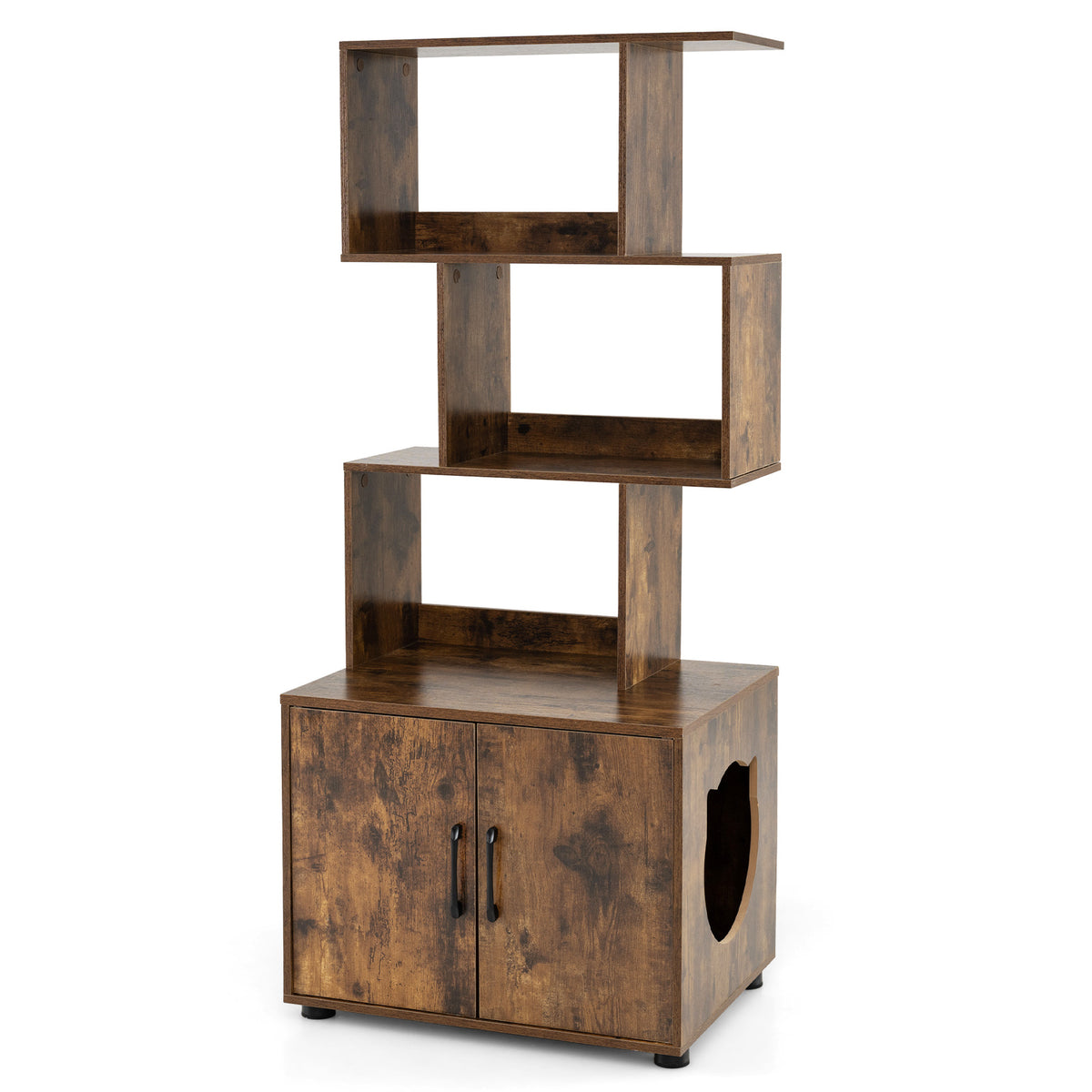 141 CM Tall Cat Litter Box Enclosure in Rustic Brown