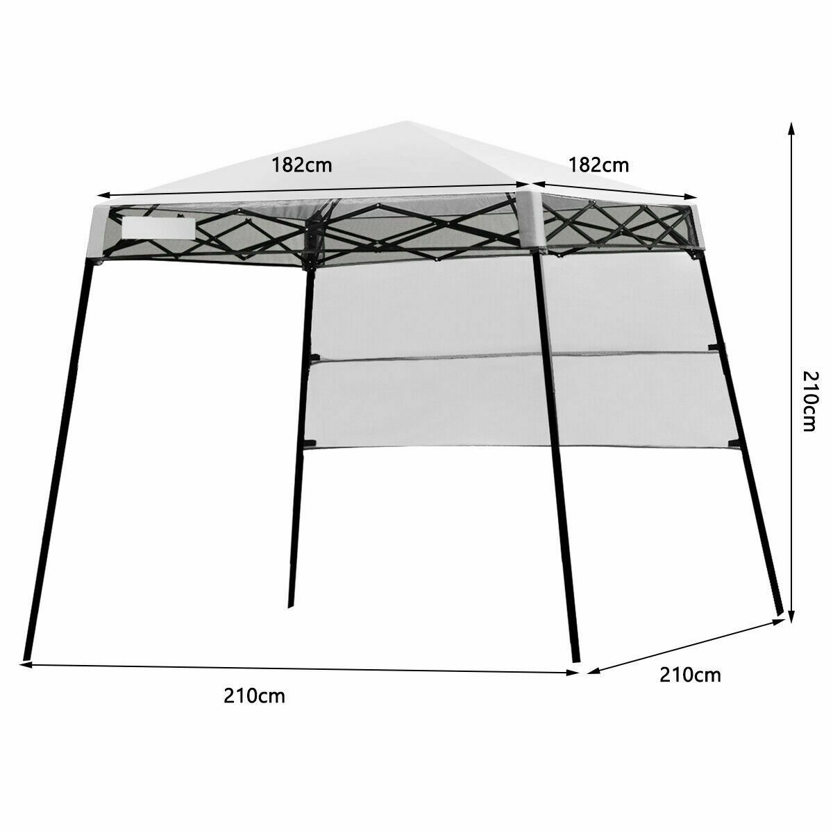 1.8M x 1.8M Pop Up Gazebo with 1 Side Panel-White