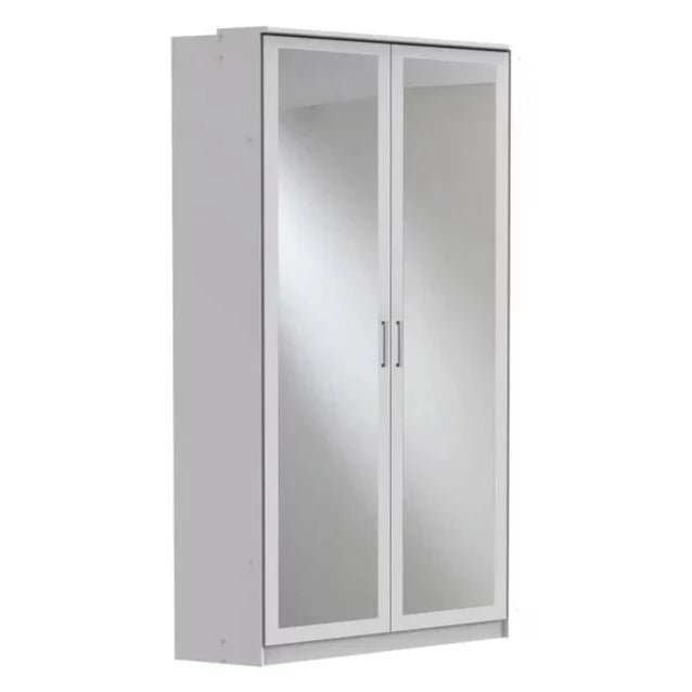 Cadiz 2 Door Mirrored Corner Wardrobe - White