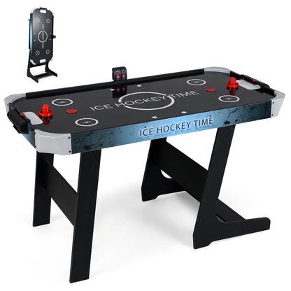 144 CM Foldable Air Hockey Table with 2 Pucks for Kids and Adults-Black