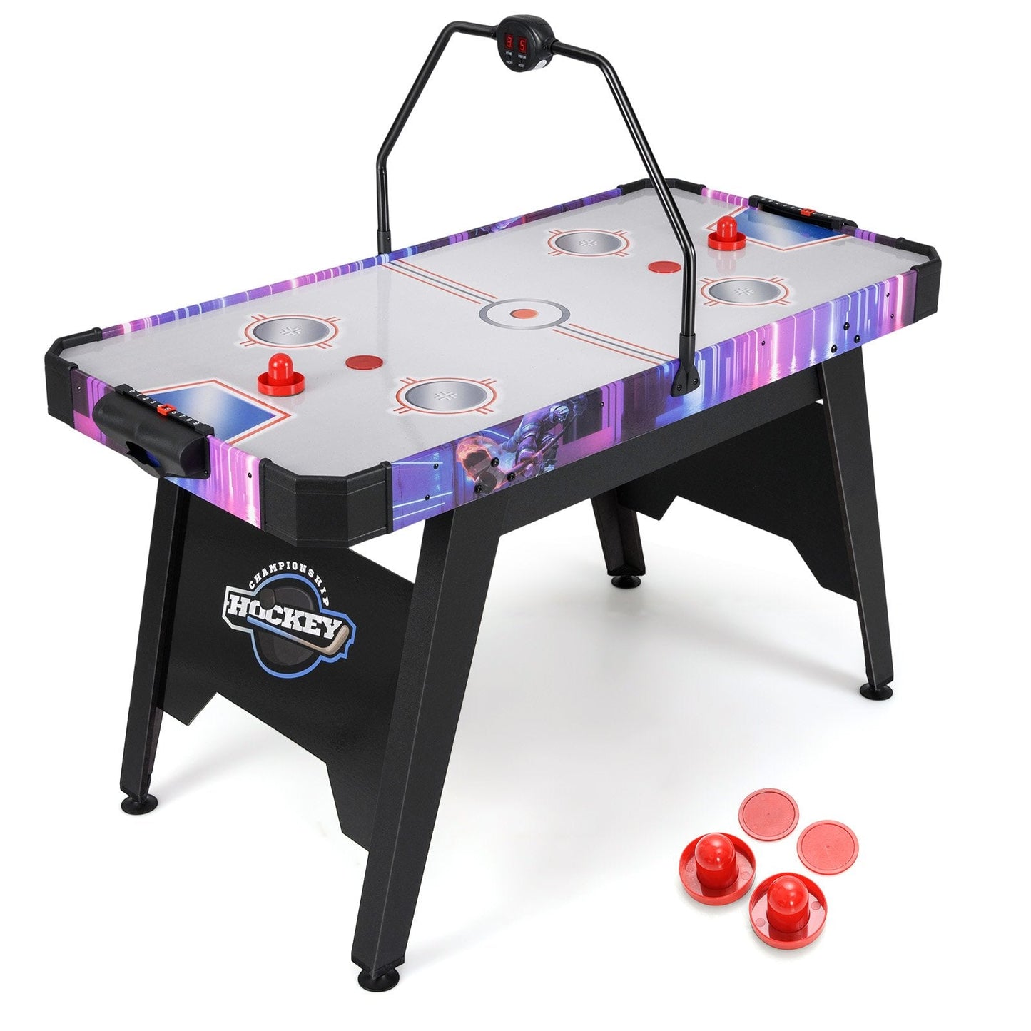 144 CM Air Hockey Table with 2 Pucks and 2 Pushers for Kids and Adults-White