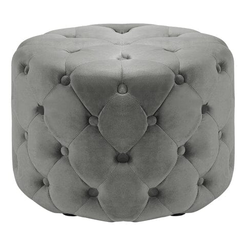 Round Velvet Buttoned Footstool