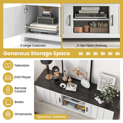 TV Stand with 2 Doors and Storage Shelves for TVs up to 65 Inches-Black