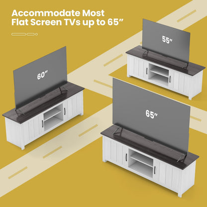 TV Stand with 2 Doors and Storage Shelves for TVs up to 65 Inches-Black