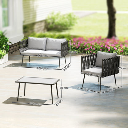 Outsunny 4-Piece Garden Furniture Set with Cushions - Light Grey