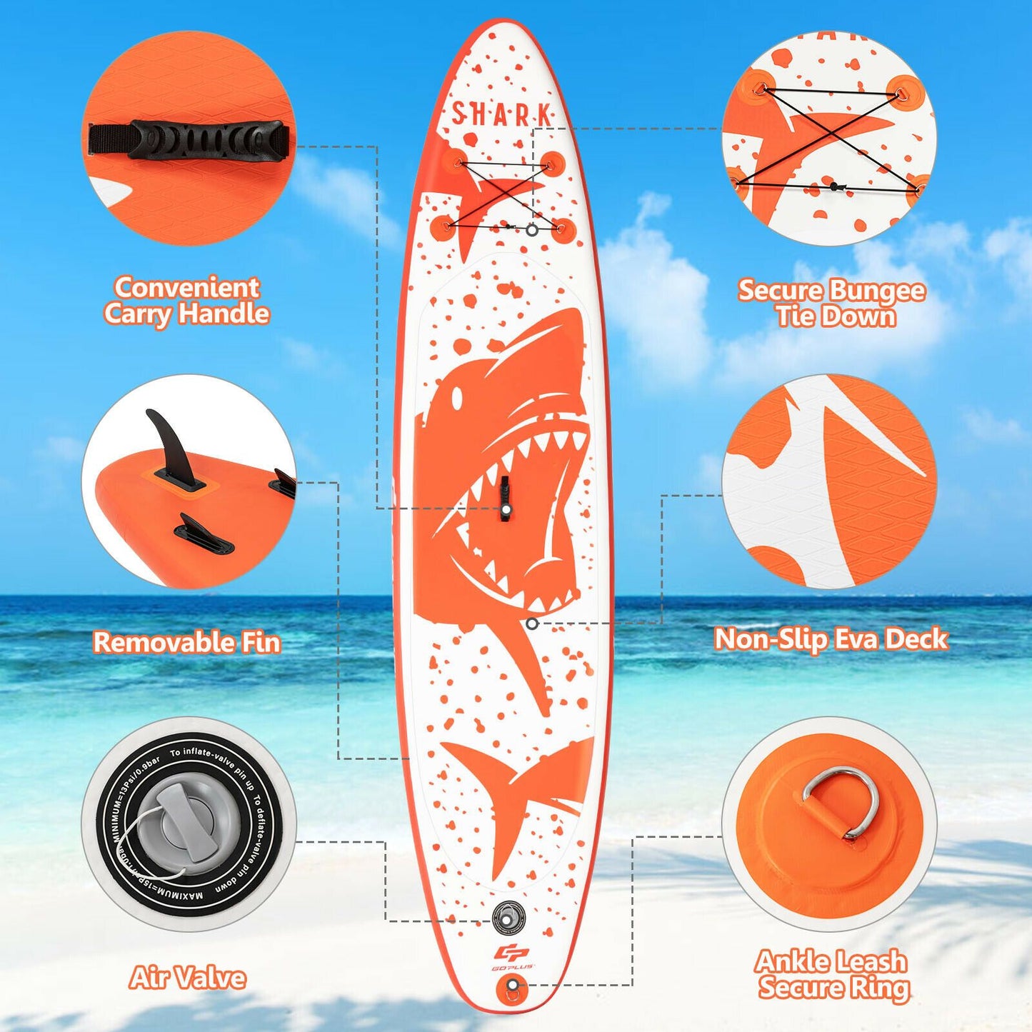 10.5FT Inflatable Stand Up Paddle Board SUP Non-Slip Deck