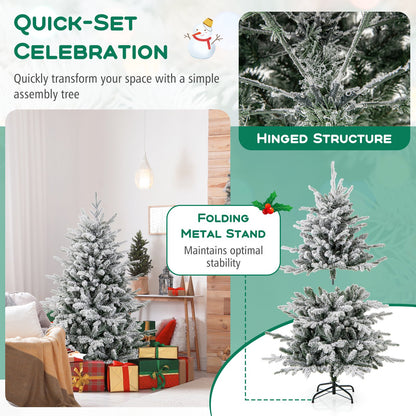 147/186 Flocked Christmas Tree with 8 Lighting Modes-S