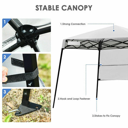 1.8M x 1.8M Pop Up Gazebo with 1 Side Panel-White