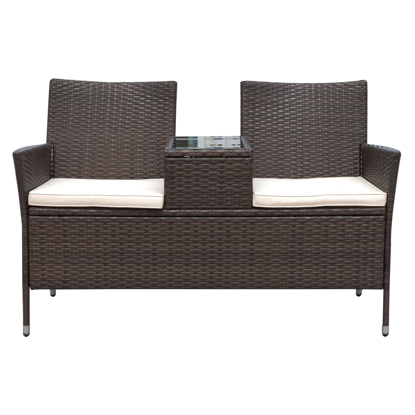 2-Seater Rattan Companion Chair - Black, Brown or Grey