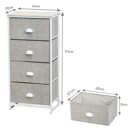 3/4 Fabric Nightstand Bedside Storage Cabinet Folding Drawers-4-Tier