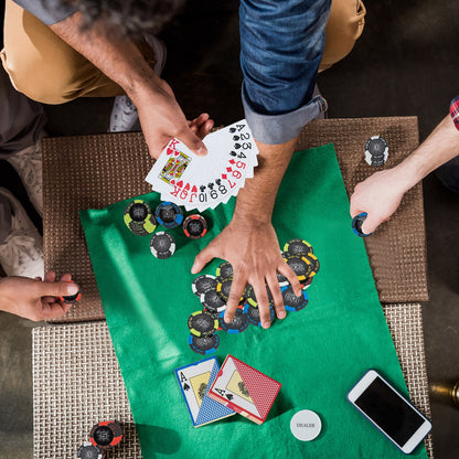 500 Pieces 14 Gram Texas Holdem Poker Chip Set with Card Decks-Black