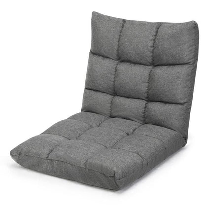 14-Position Adjustable Folding Lazy Gaming Sofa-Gray