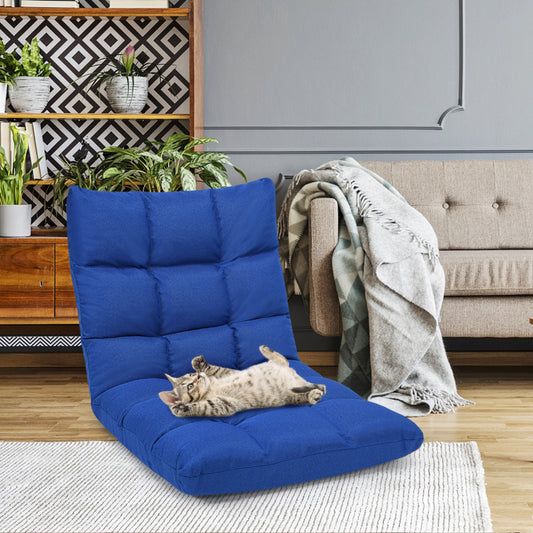 14-Position Adjustable Floor Chair with High Resilience Sponge-Blue