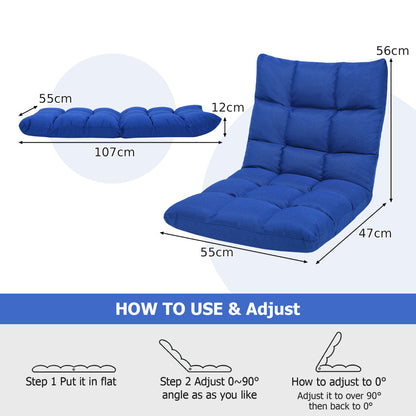 14-Position Adjustable Floor Chair with High Resilience Sponge-Blue
