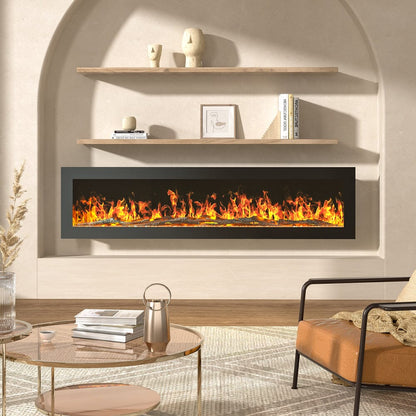 40/50/60/70/80 Inch Electric Fireplace 9 Colour LED Flame Effect Heater With Remote Control