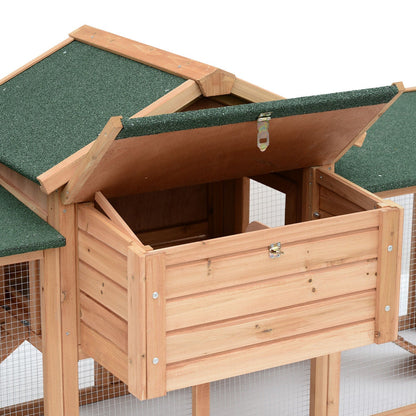 PawHut Wooden Chicken Coop Backyard Hen Cage House Poultry w/ Nesting Box Run