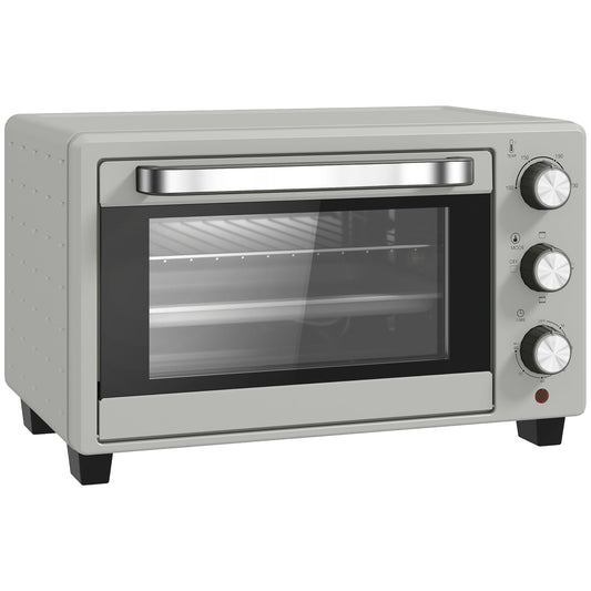 HOMCOM 21L Mini Countertop Oven, 100√Ç¬∞C-230√Ç¬∞C Adjustable Temp - Silver Tone