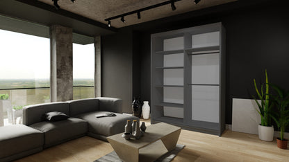 Moon Sliding Door Wardrobe - White, Grey, Black