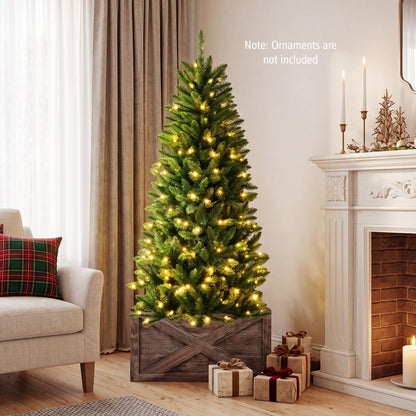 150 CM Artificial Christmas Tree with Wood Collar and 300 Full Branch Tips