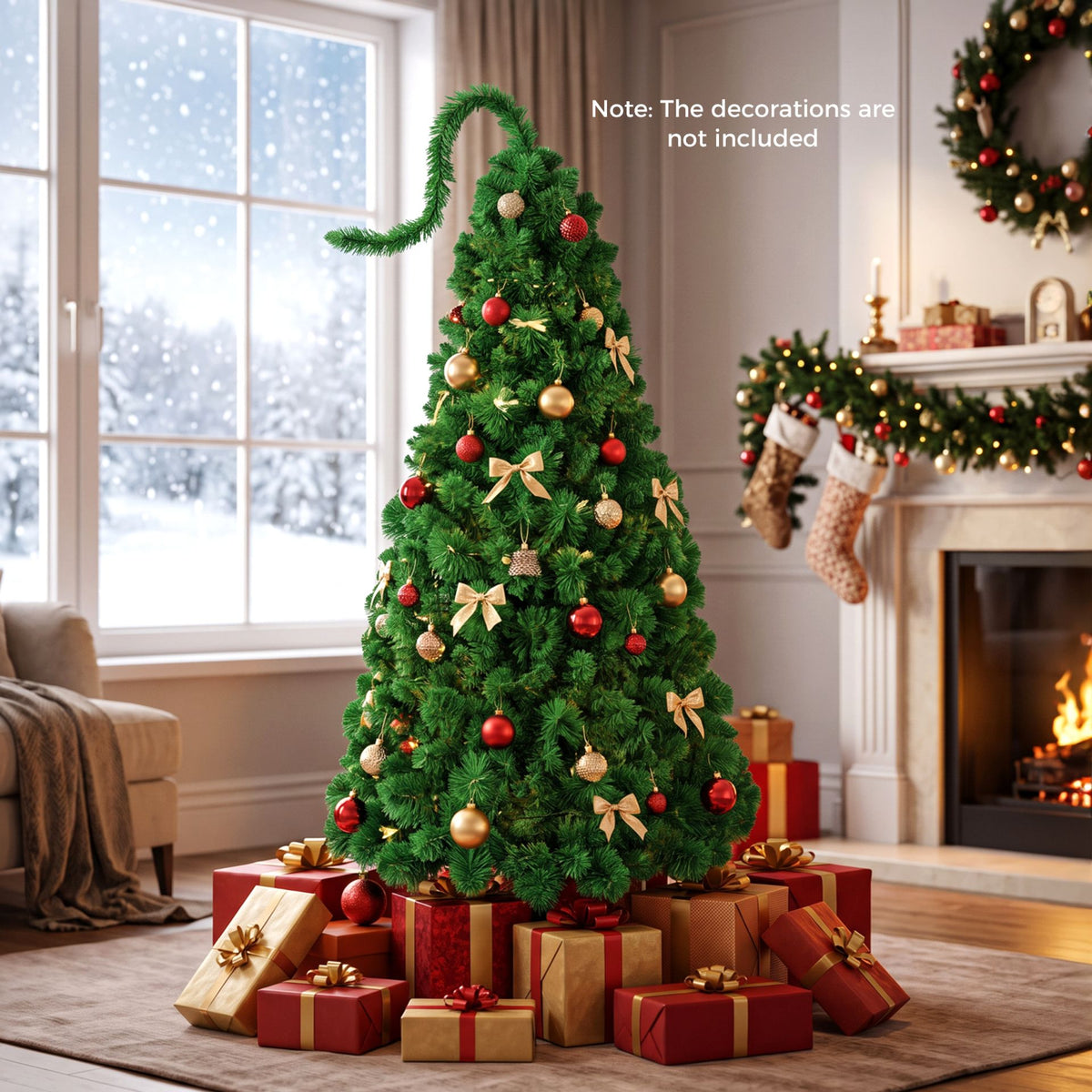150 CM Artificial Flocked Christmas Tree with 427 Branch Tips and Pine Needles-1.5m