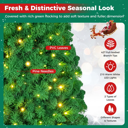 150 CM Artificial Flocked Christmas Tree with 427 Branch Tips and Pine Needles-1.5m