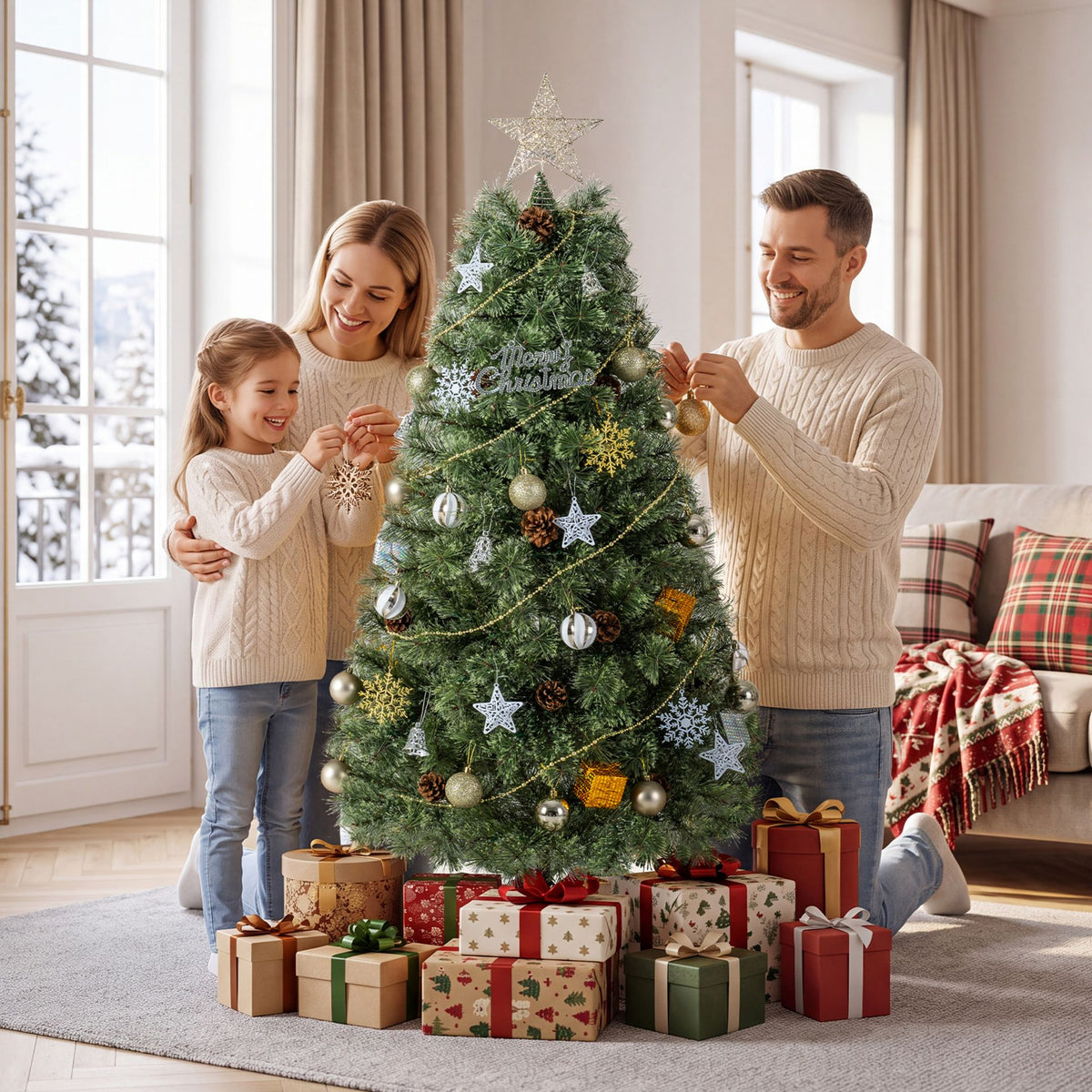 150 CM Christmas Tree with Ornaments 238 Lush Branch Tips