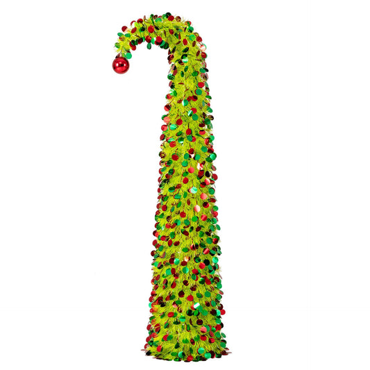 150 cm Pop Up Whimsical Christmas Tree with Arched Treetop and Xmas Ball for Small Space
