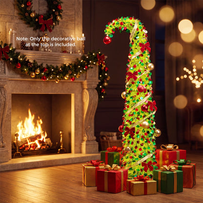 150 cm Pop Up Whimsical Christmas Tree with Arched Treetop and Xmas Ball for Small Space