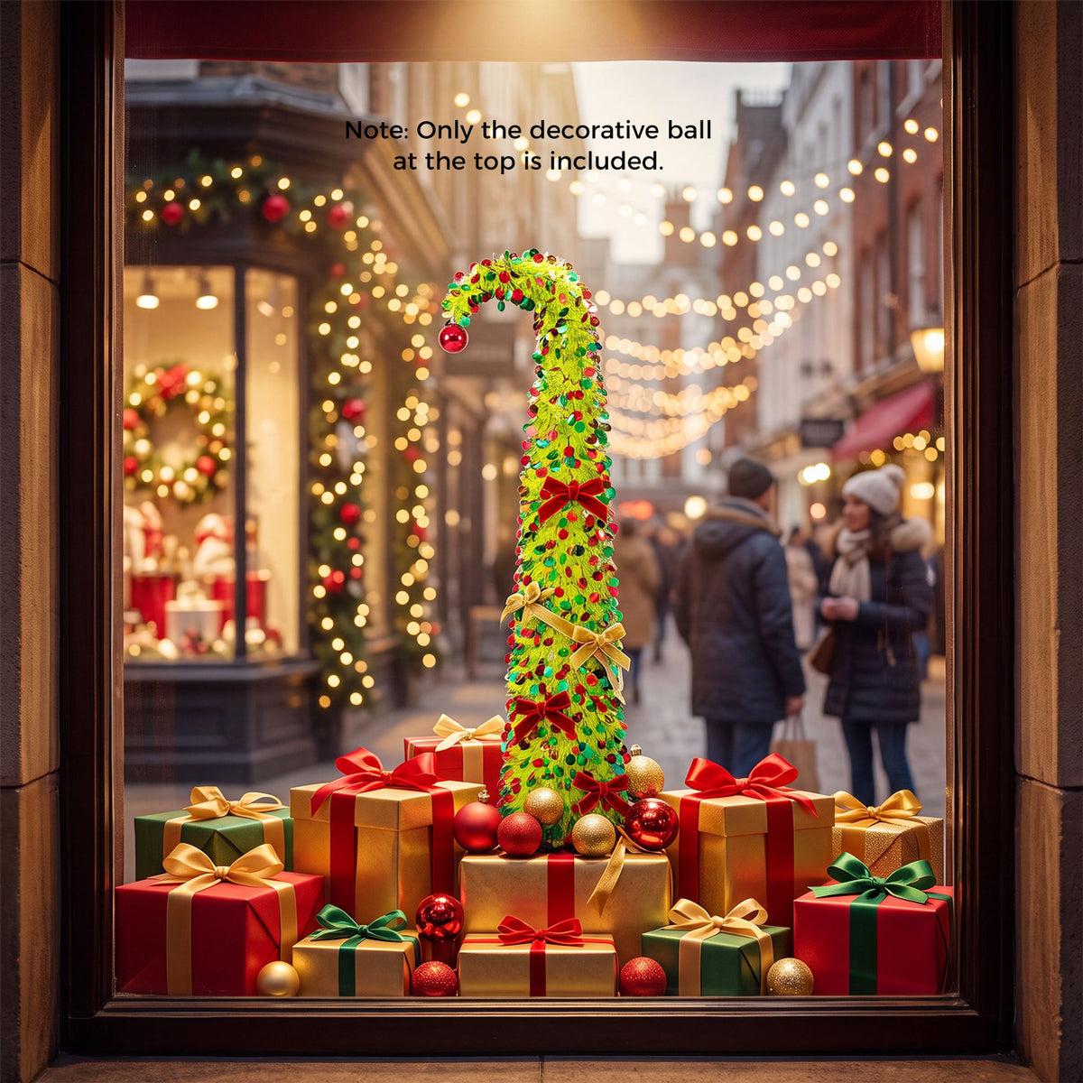 150 cm Pop Up Whimsical Christmas Tree with Arched Treetop and Xmas Ball for Small Space