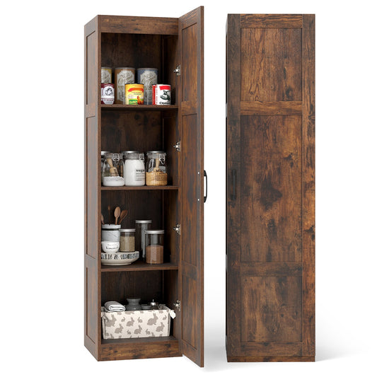 150 cm Tall 4-Tier Freestanding Storage Floor Cabinet in Rustic Brown