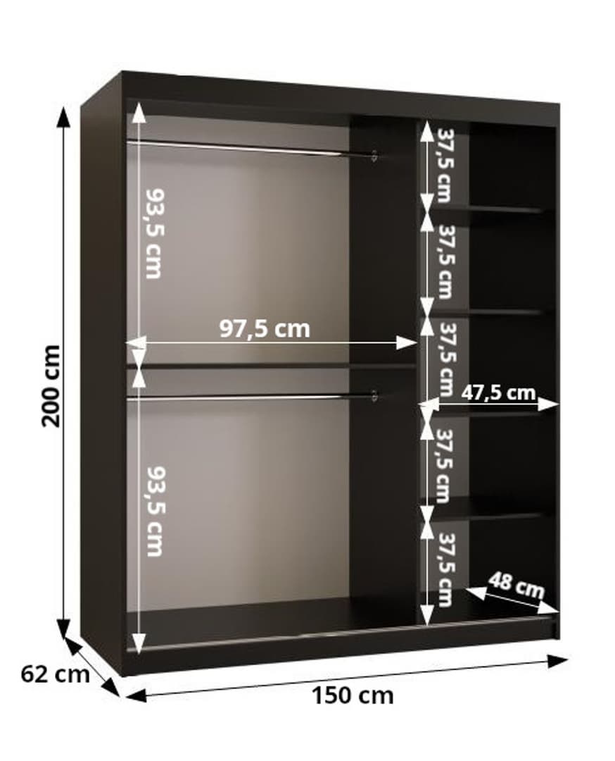 Parma Sliding Door Wardrobe 150cm