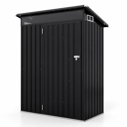 150 x 89 x 185 CM Outdoor Storage Shed with Lockable Door and Sloping Roof-Dark Grey
