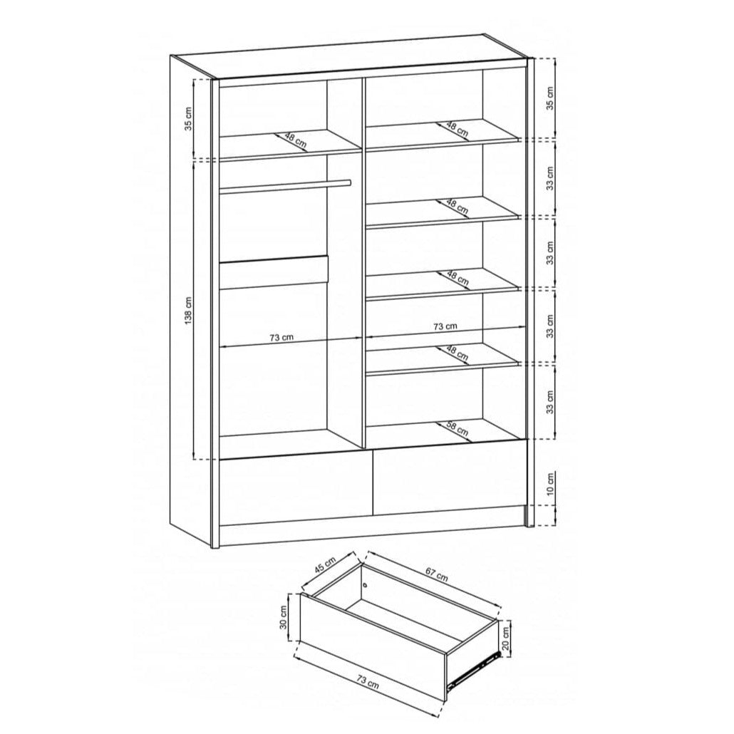 Aria I Sliding Door Wardrobe 154cm