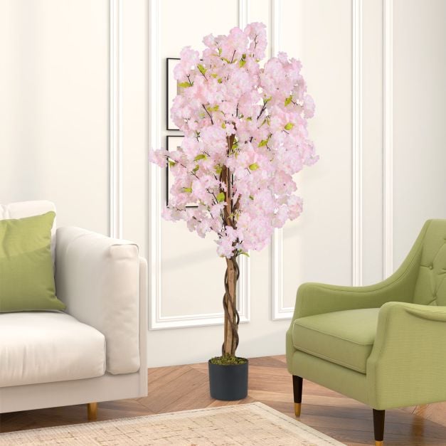 5 FT Tall Artificial Cherry Blossom Tree with Pink Flowers-1 Pack