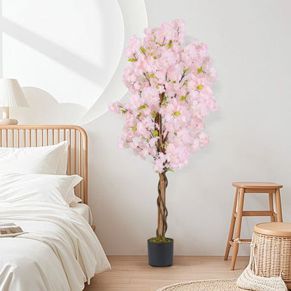 5 FT Tall Artificial Cherry Blossom Tree with Pink Flowers-1 Pack