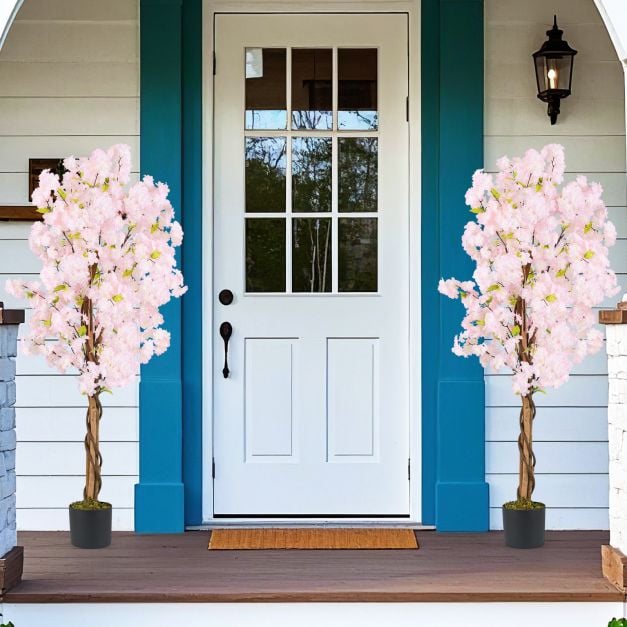 5 FT Tall Artificial Cherry Blossom Tree with Pink Flowers-1 Pack