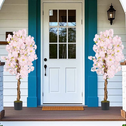 5 FT Tall Artificial Cherry Blossom Tree with Pink Flowers-1 Pack