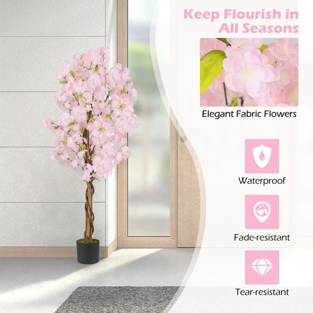 5 FT Tall Artificial Cherry Blossom Tree with Pink Flowers-1 Pack