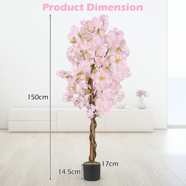 5 FT Tall Artificial Cherry Blossom Tree with Pink Flowers-1 Pack
