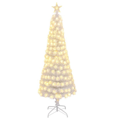 150CM Artificial Xmas Tree Pencil Tree with Treetop Star and 7 Lighting Modes-150 cm