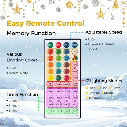 150CM Artificial Xmas Tree Pencil Tree with Treetop Star and 7 Lighting Modes-150 cm