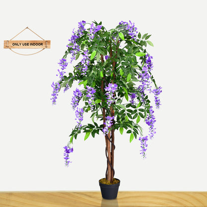 150CM Ficus Artificial Tree Fake Wisteria Tree with 3 Natural Trunks